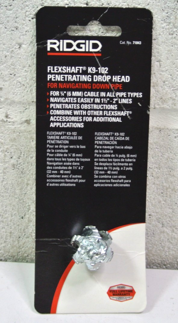 91027 Ridgid Ridgid 71843 Flexshaft K9-102 Penetrating Drop Head Replacement
