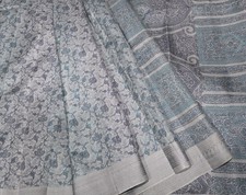 Vintage Silk Saree, Pure Silk Fabric, 5 Yards Ethnic Indian Printed Sari