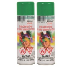 2 Rubie's Bright Color Hairspray Halloween Costume, Green 2 Oz. Each