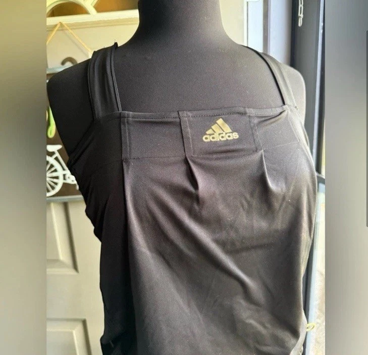 Vintage 2007 Adidas 2-piece black gold mesh tennis skirt and tank, size medium - Image 2 of 4