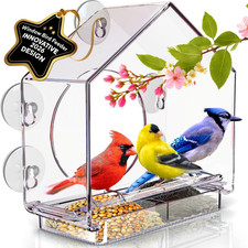 Premium Window Bird Feeder for outside - Clear Bird House W/Largest Window for V