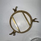 Rare Vtg Circle Glass Ormolu Filigree Brass Jewelry Casket Box- Cherub Footed — photo 8