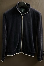 Vintage  Lauren Ralph Lauren Size L Navy Blue Velour  Sweatsuit  Jacket