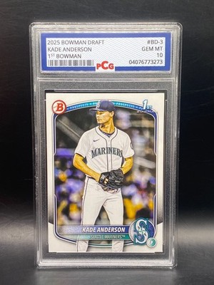 2025 Bowman Draft KADE ANDERSON 1st Bowman #BD-3 PCG 10 GEM MT Mariners Top Pros
