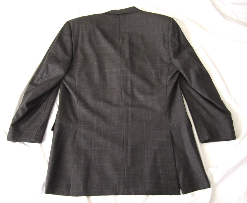 Men Hickey Freeman 3 Button Reda Wool Windowpane Blazer Sz 44 Long (MJ52) USA - Image 2 of 4