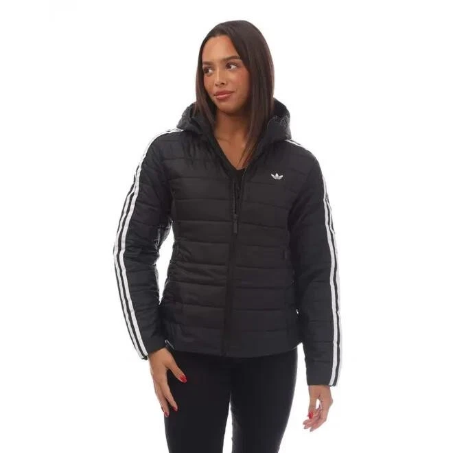 adidas Originals Womens Hooded Premium Slim Jacket - Black / UK 2 - Image 3 of 4
