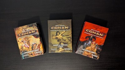 Modiphius CONAN RPG CARD SETS x 3 - Encounter, Location, Doom  & Fortune