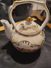Vintage hand painted porcelain miniature Teapot iridescent floral w/ gold accent — photo 4