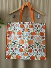 2025 New MARSHALLS  Pumpkins, flowers, Pears Orange Shopping Bag Large