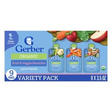 Gerber Stage 2 Baby Food, Organic Fruit and Veggie Favorites Puree Pouches
