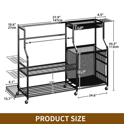 3 Golf Bag Stand Holder Organizer for Garage with Wheels Sport