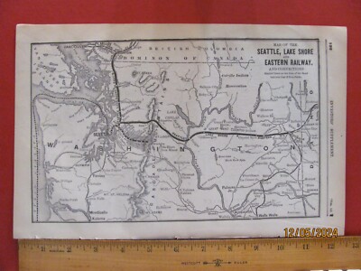 1890 SEATTLE LAKE SHORE & EAST +SCIOTO VALLEY & NEW ENGLAND RR ORIG SYS KARTEN