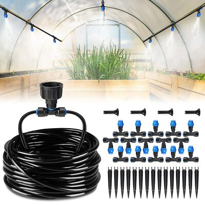 #ad #ad 59FT Greenhouse Mist Drip Irrigation Kit Hanging Plant Watering Garden Waterin $21.98