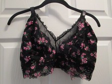 VICTORIA'S SECRET POSEY LACE BRALETTE BRA IN BLACK PRESSED FLOWERS SIZE CURVY XL