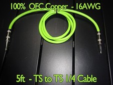 5 ft - TS to 1/4 TS OFC Copper 16AWG Pro Audio PA DJ Speaker Cable Cord