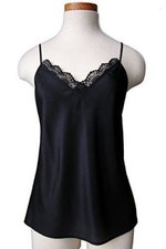 Black Silk Camisole by Royal Silk - XXL (42"-43") - 100% Silk Crepe de Chine