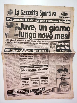 Gazzetta Dello Sport 21 Mai 1995 - Veille De Scudetto Juventus - Roberto Baggio - Original