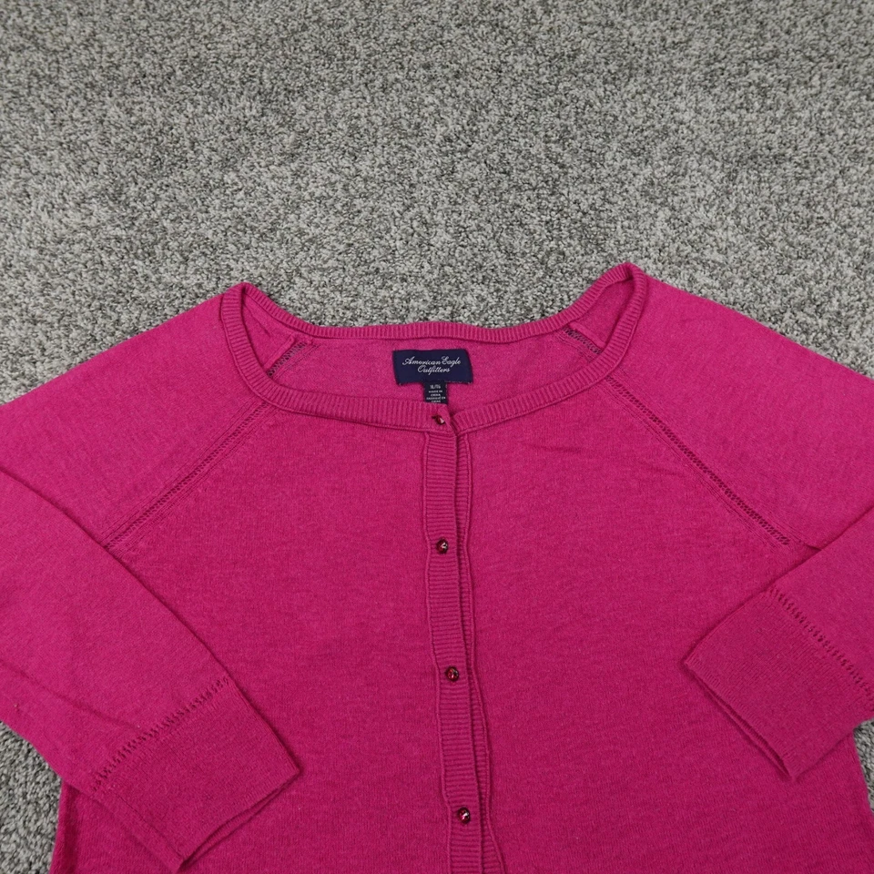 Suéter American Eagle Mujer XL Rosa Púrpura Lana Sudadera Botón Cárdigan Foto 2 de 4