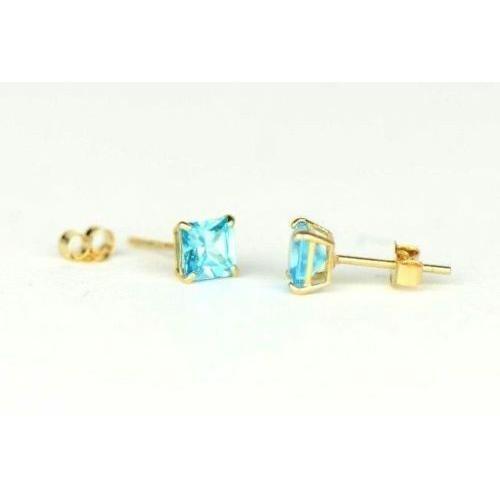 14 Karat Gelbgold einfarbig quadratisch Prinzessin geschnitten Geburtsstein 4 mm CZ Ohrstecker - Bild 26 von 26