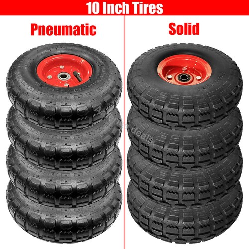 4 Pack 10'' Tubless Solid / Pneumatic Wheels Foam Filled Tire for