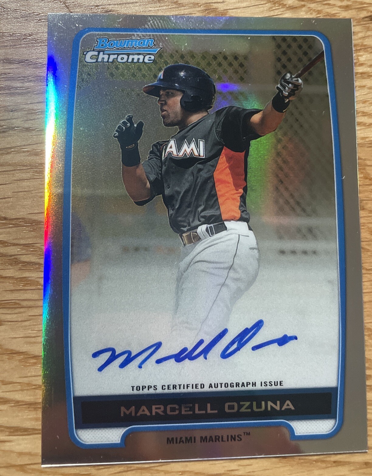 2012 Bowman Chrome Marcell Ozuna Rookie Auto Refractor  #128/500 Braves MVP !!