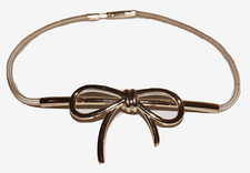 80's Vintage Gold-Plate Metal BOW Skinny Stretch Belt SMALL