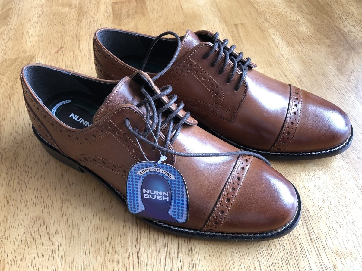 Nunn Bush Norcross Comfort Gel Men's Brown Oxford Leather Shoes