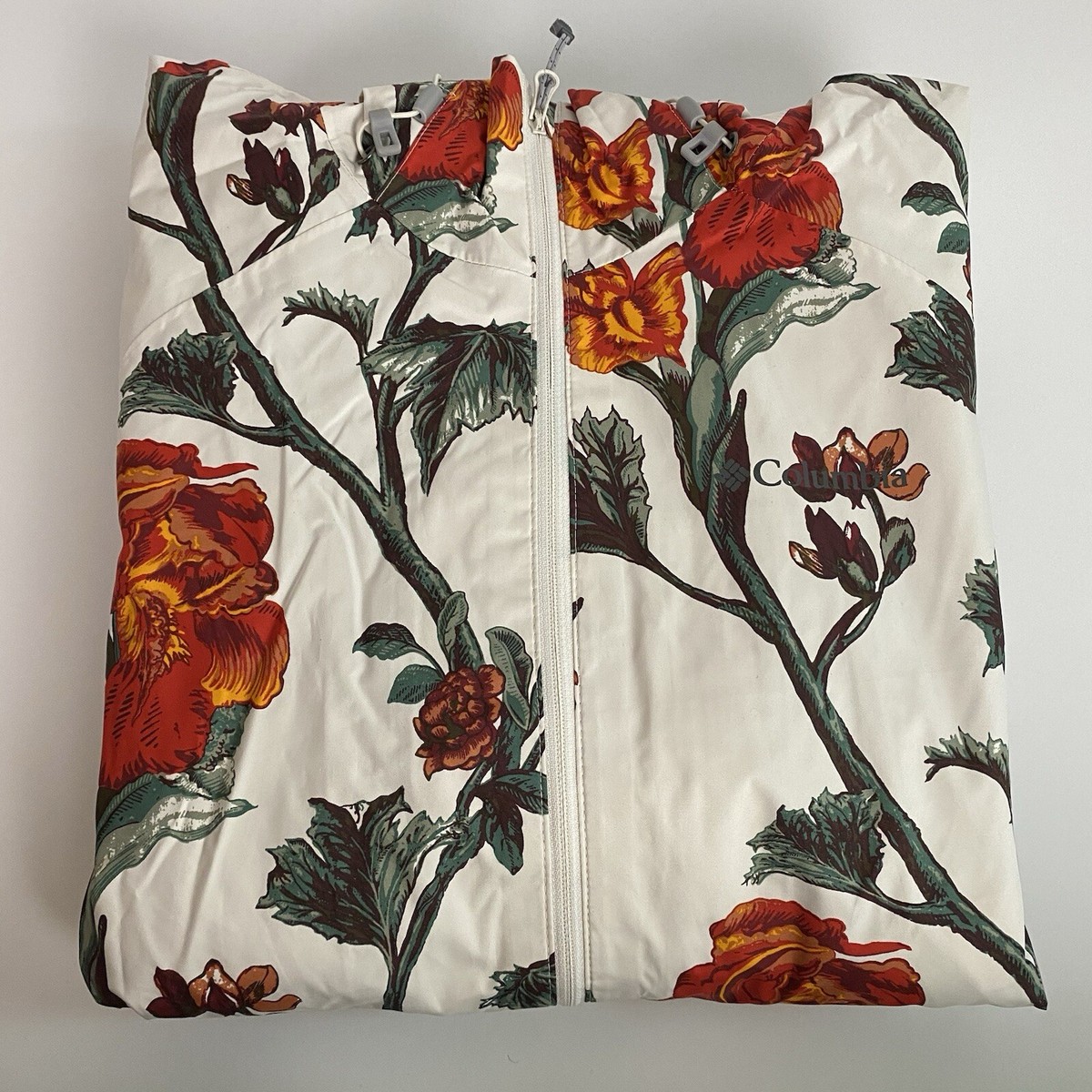 Columbia Sportswear Floral Hooded Rain Jacket Women's Med Splash A