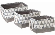 Home Zone Living Basket, 3 Piece Assortment, 3-Pack, Gray VS19214E