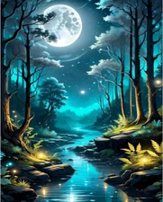 Moon Paint by Numbers for Adults-Landscape Paint by Number on Canvas without Fra