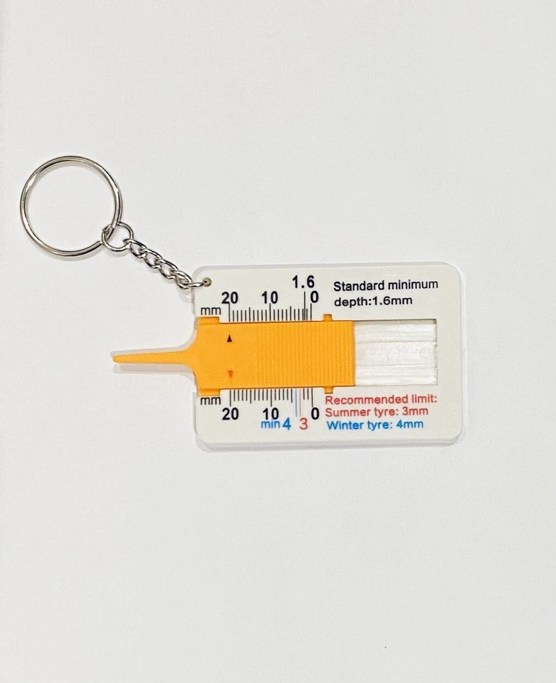2 X Pinza Llavero Medidor de Profundidad de Banda de Rodadura de Neumáticos Pequeño Nuevo Blanco Coche Escala Medida Foto 2 de 4