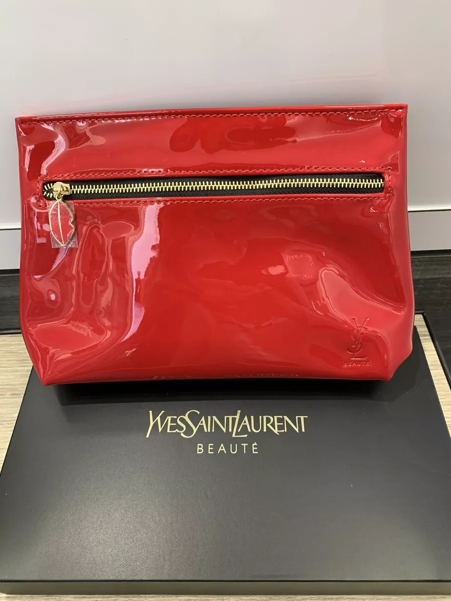 YSL Yves Saint Laurent beauty makeup cosmetic Bag Pouch red