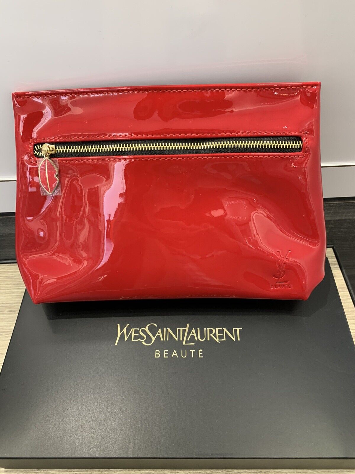 Yves Saint Laurent, Bags, Authentic Ysl Uptown Pouch Medium Opyum Red