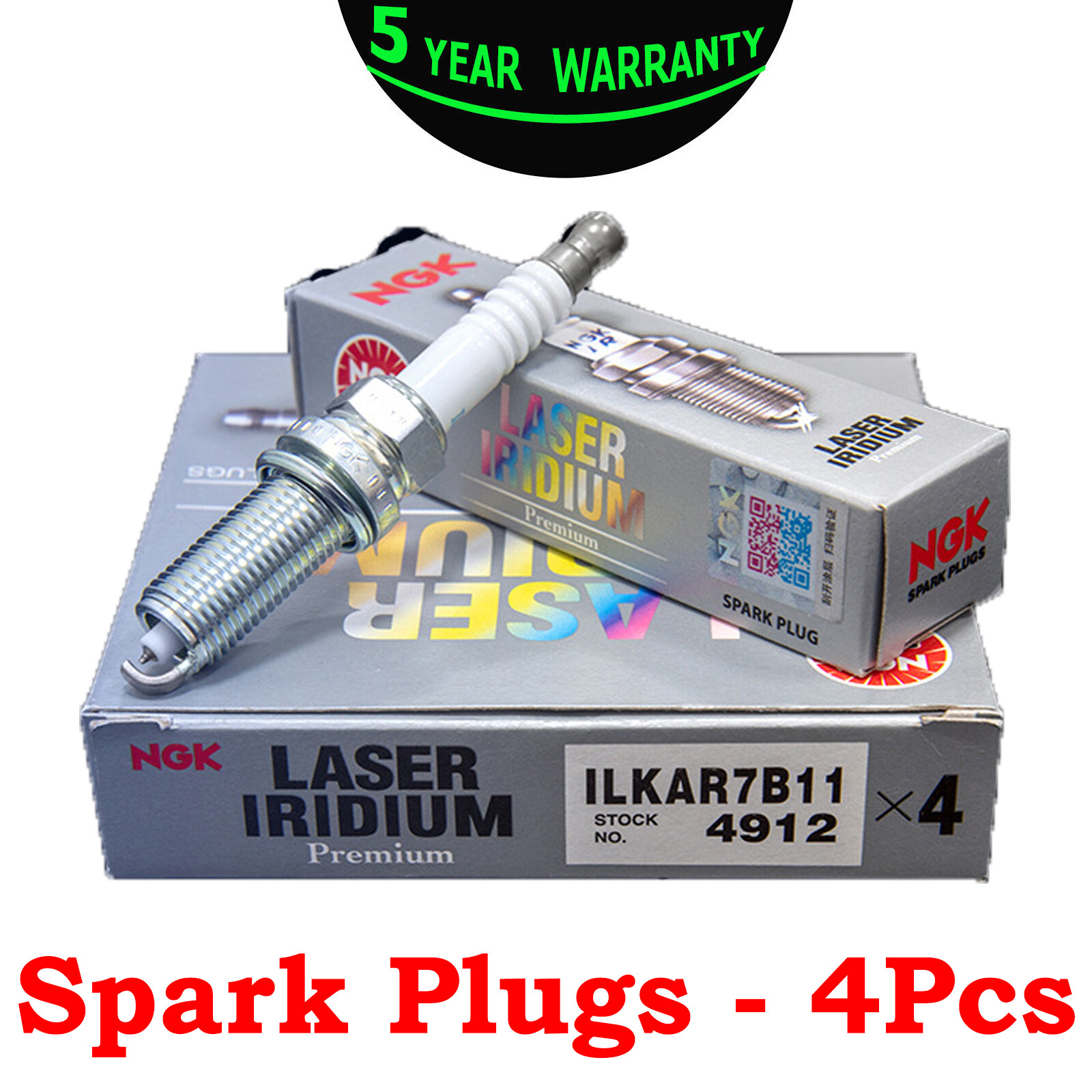 4PC 4912 Laser Iridium Spark Plugs ILKAR7B11 for Corolla Pontiac ngk