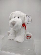 Aurora Plush White Puppy Dog SKYE Red Bow 9 Inch Clean Soft Tag Stuffed Animal