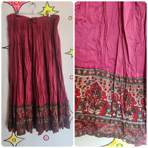 Vintage 90s Y2K | Fairycore Grunge Flowy Cotton Maxi Skirt | Medium - Picture 3 of 4