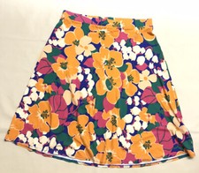 TALBOTS Multicolor Tropical Floral Elastic Waist A-Line Skirt NEW 69 Wmns Sz M