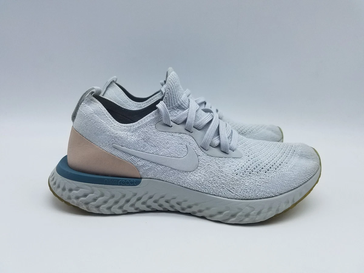 Nike epic react flyknit silver running shoes sale