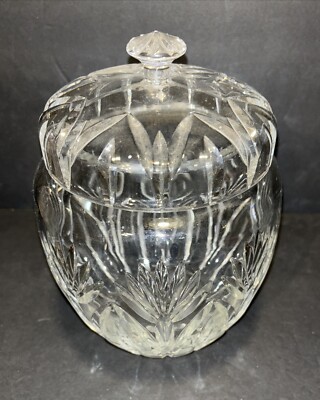 VTG BLOCK Apothecary Cookie Biscuit Jar w Lid Poland 24% Lead Crystal Signed