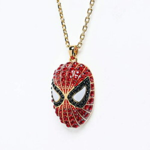 Swarovski Crystal Marvel Spider Man Necklace Gold Red Black