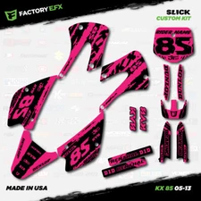 Black & Pink Slick Racing Graphics Kit fits Kx85 01-13 Plates Kx 85 2001-2013