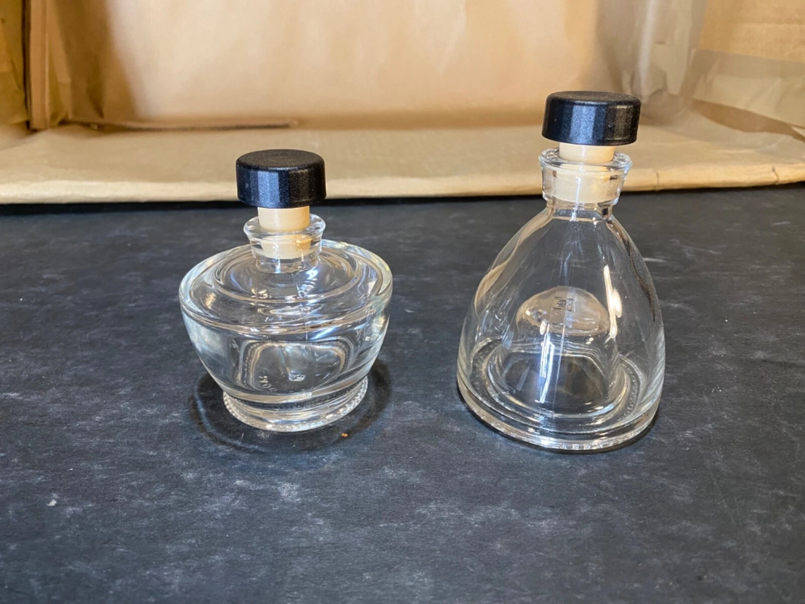 Vintage MOD DEP Clear Glass Bottles / Oil & Vinegar 10cl - 3.38 oz