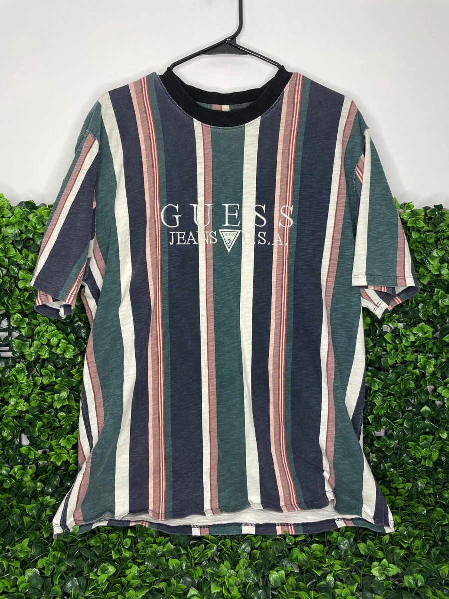 Vintage Guess Jeans USA Men s M Vertical Stripe Multicolor T Shirt