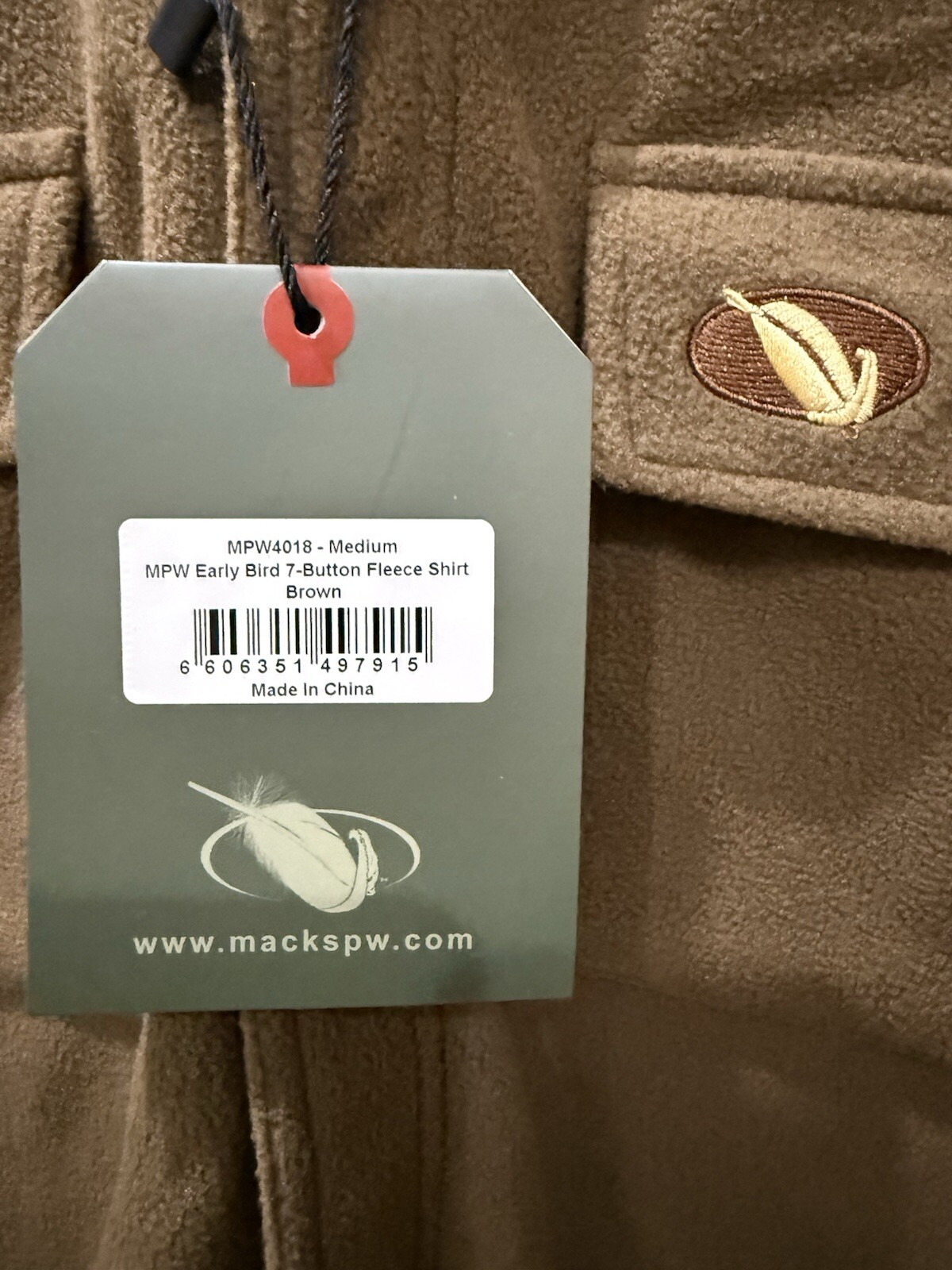 MPW Mack’s Prairie Wings Early Bird 7-Button Fleece Shirt Brown Medium NWT 59.99