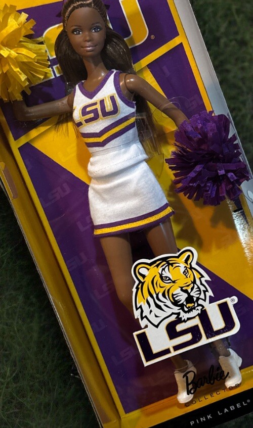 LSU Barbie African-American Collector Pink Label Cheerleader Doll Mattel W3458🟡
