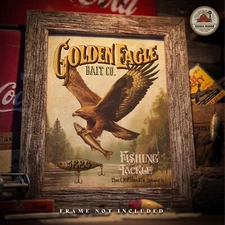 Vintage Fishing Art Print Fishing Advertising Artwork Hunting Cabin Wall Decor