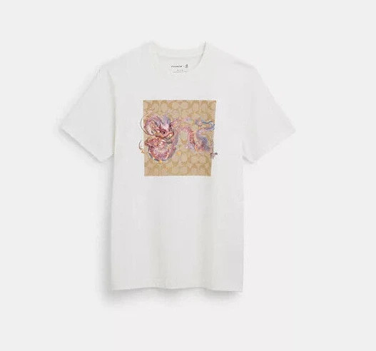 Coach Women's White New Year Signature Organic Cotton T Shirt (CP458) Siz S/M/L