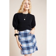 Anthropologie Maeve Plaid Tweed Skirt Sz 4 NWT