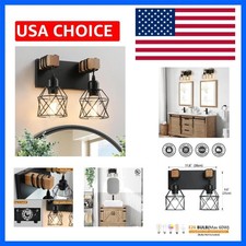 Farmhouse Bathroom Light Fixtures, 2-Light Vanity Lights for Bathroom, Black ...
