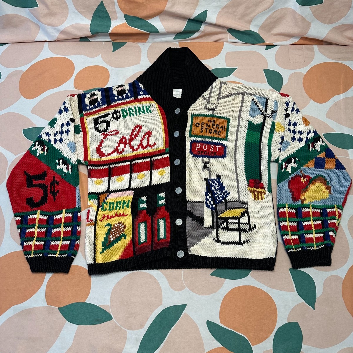 VINTAGE The Eagle's Eye Cardigan Sweater Women's Medium General Store Patchwork